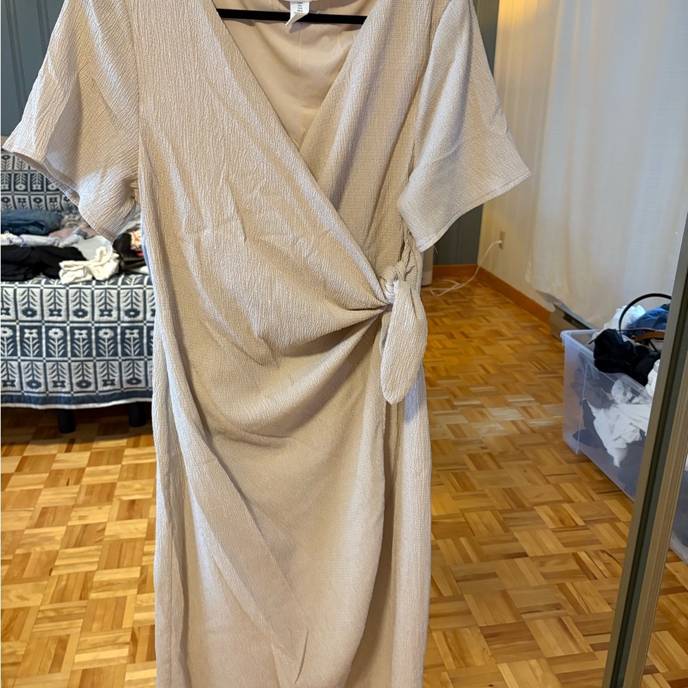 H&M Beige Midi Wrap Dress